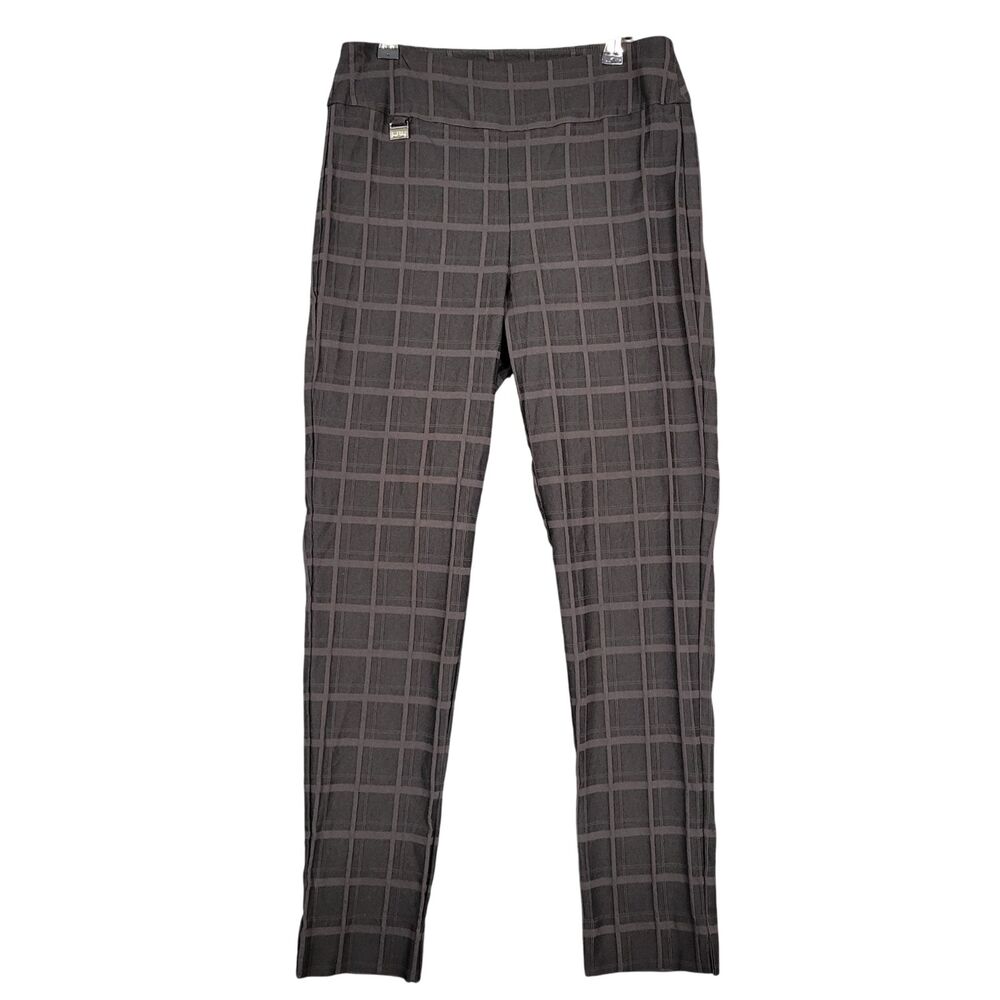 JOSEPH RIBKOFF Black Windowpane Stretch Mid Rise Ankle Pull On Pant ~SIZE MEDIUM